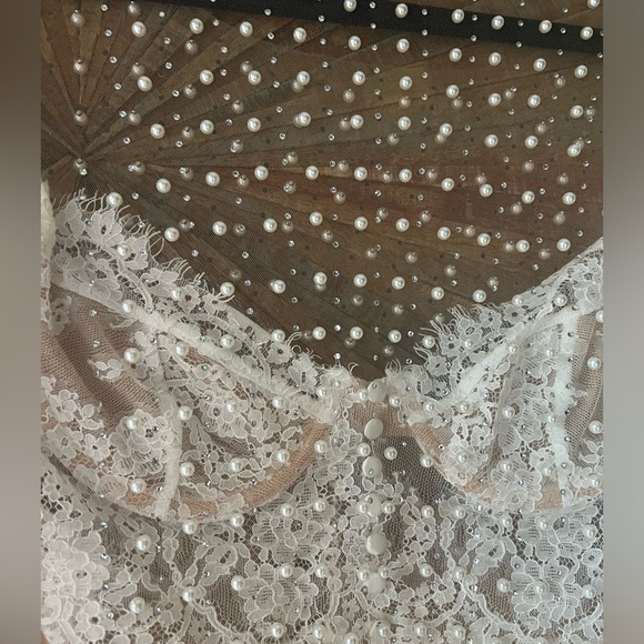 Beautiful mesh sheer diamond-pearl top with matching bralette (set) size L - Picture 5 of 8
